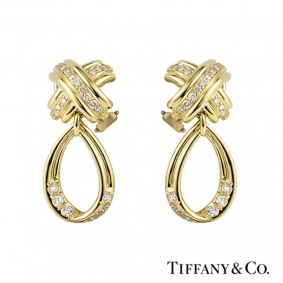 Tiffany & Co. 18k Yellow Gold Diamond Set Schlumberger Earrings